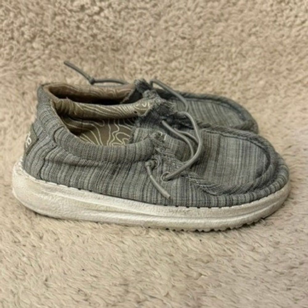 Hey Dude Shoes Toddler 8 Grey Wally Toddler Blend Linen Loafer Stone 40160-270